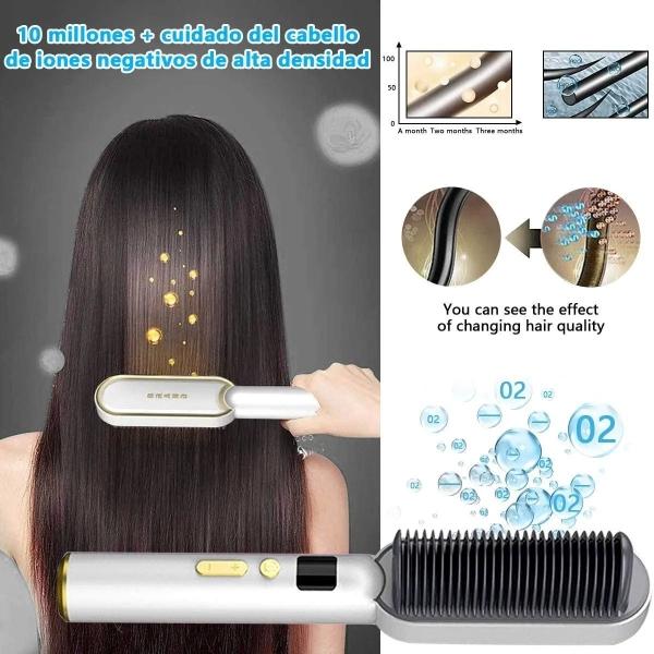 Cepillo Alisador De Pelo Y Barba Eléctrico Blanco