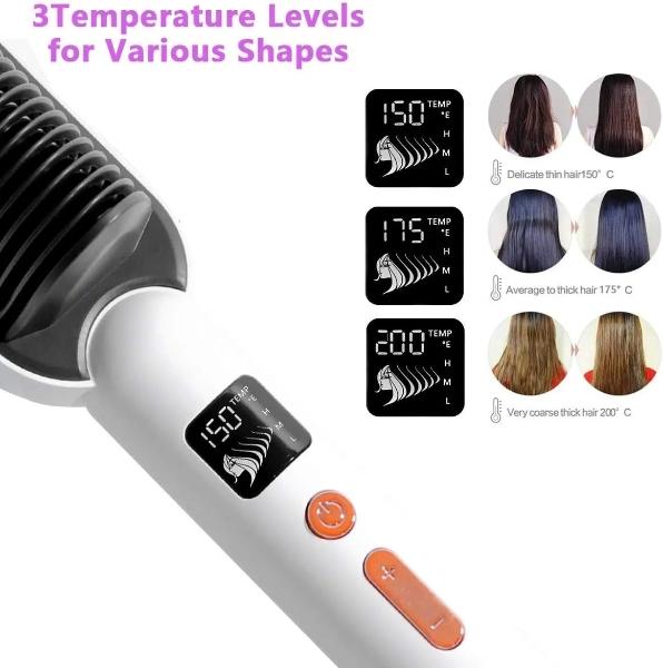 Cepillo Alisador De Pelo Y Barba Eléctrico Blanco