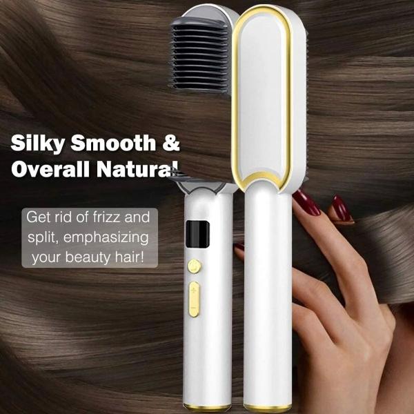 Cepillo Alisador De Pelo Y Barba Eléctrico Blanco