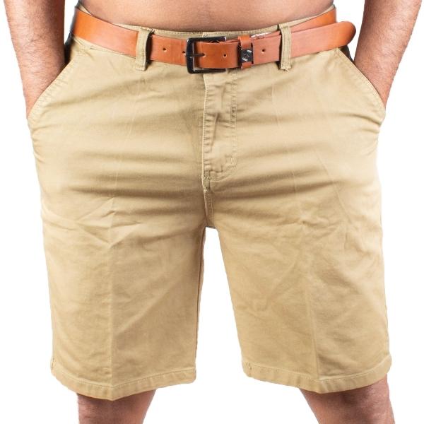 Bermuda Casual De Gabardina Stretch Para Hombre Con Cinturon