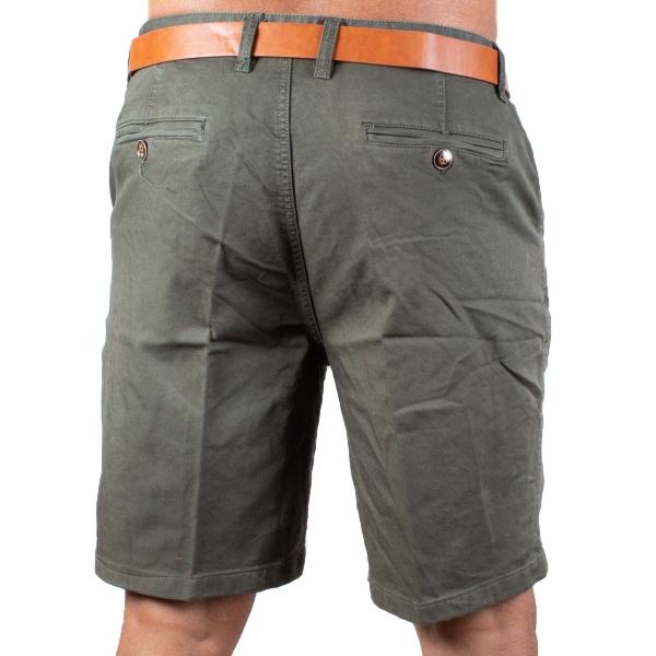 Bermuda Casual De Gabardina Stretch Para Hombre Con Cinturon