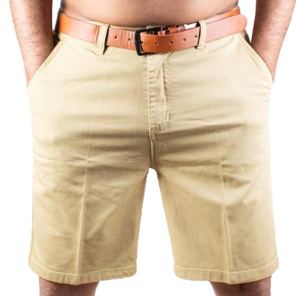 Bermuda Casual De Gabardina Stretch Para Hombre Con Cinturon