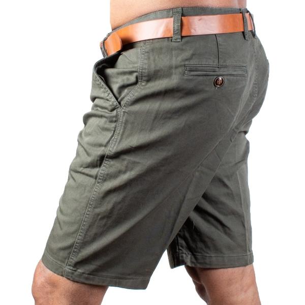 Bermuda Casual De Gabardina Stretch Para Hombre Con Cinturon