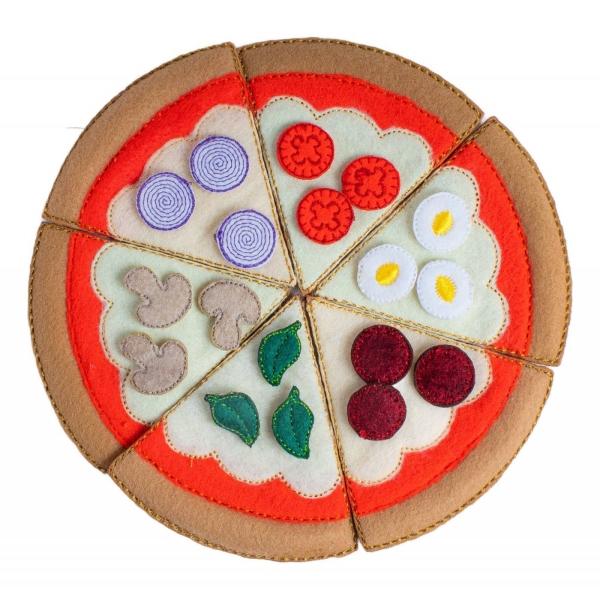 Juguete Didáctico Pizza Con Ingredientes De Fieltro
