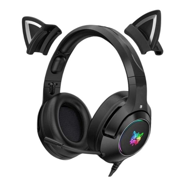 Audífonos gamer alámbricos Gadgets&Fun con orejas de gato RGB