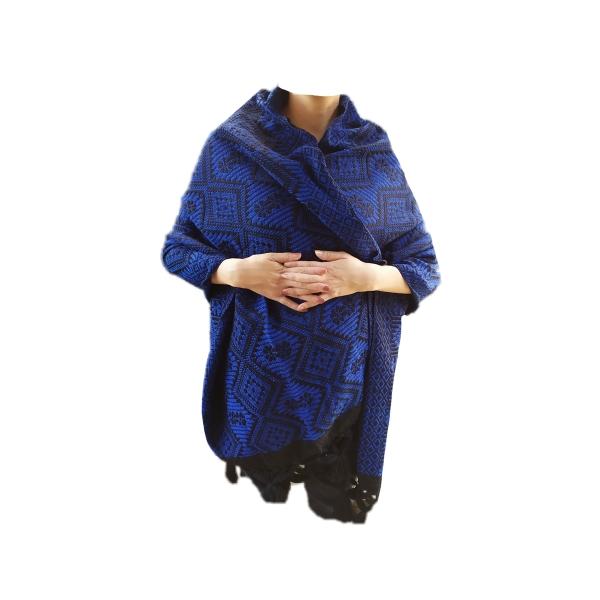 Rebozo Artesanal Grueso Azul Rey