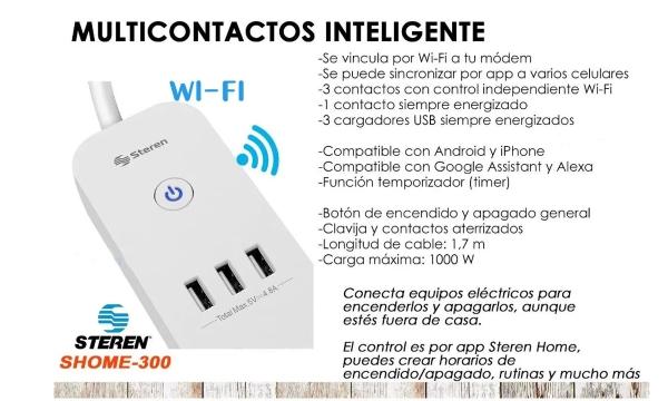 Multicontactos Barra Inteligente Wifi 2 Usb Controla Por App
