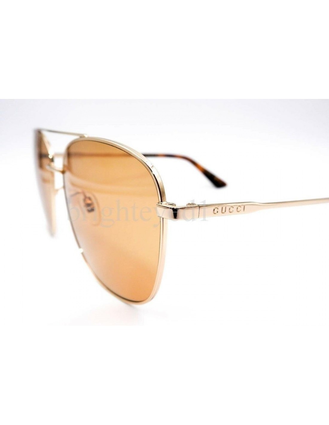 Lentes de sol Gucci Gg0410sk 004 Aviator Cafe Ambar Dorado Original Gota