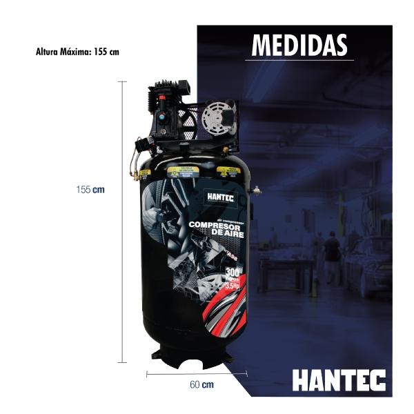  Compresor de aire Hantec 300 litros 3.5 hp potente