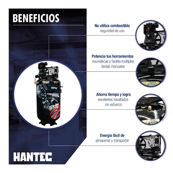  Compresor de aire Hantec 300 litros 3.5 hp potente