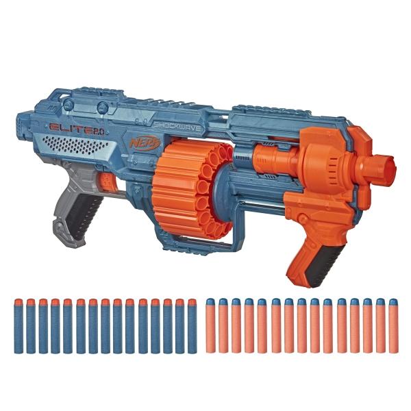 Nerf Hasbro, Elite 2.0 Shockwave RD-15, Lanzador de Juguete, Incluye 1 Lanzador Adaptable con 30 Dardos e Instrucciones para Niños y Niñas a Partir 8+ Años 