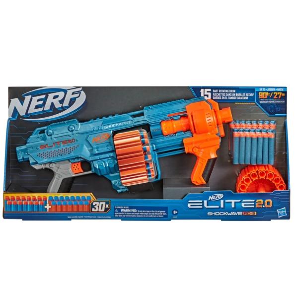 Nerf Hasbro, Elite 2.0 Shockwave RD-15, Lanzador de Juguete, Incluye 1 Lanzador Adaptable con 30 Dardos e Instrucciones para Niños y Niñas a Partir 8+ Años 