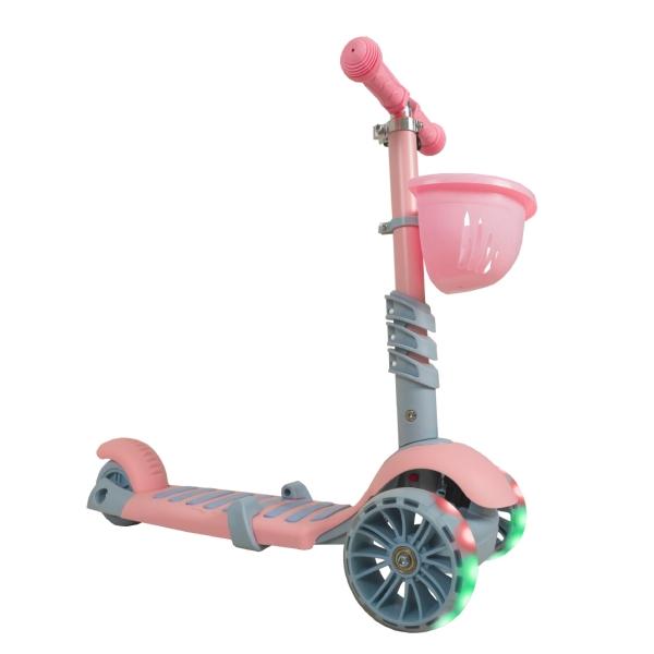 Scooter Patín Del Diablo 3 En 1 Para Niños Luces LED Color Rosa