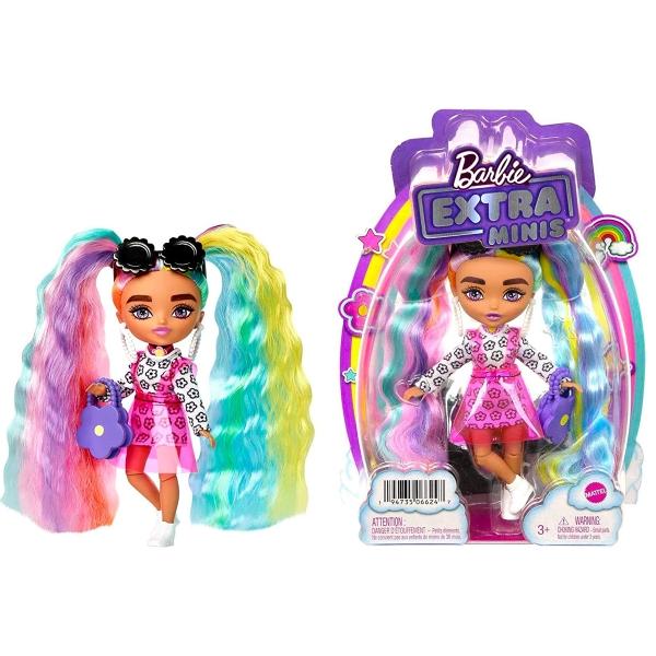 Barbie Extra, Minis Vestido Rosa con Flores, Muñeca para niñas a Partir de 3 años
