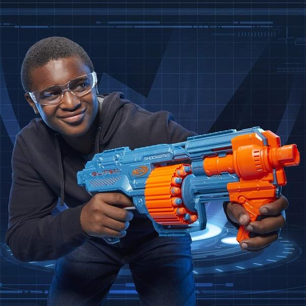 Nerf Hasbro, Elite 2.0 Shockwave RD-15, Lanzador de Juguete, Incluye 1 Lanzador Adaptable con 30 Dardos e Instrucciones para Niños y Niñas a Partir 8+ Años 