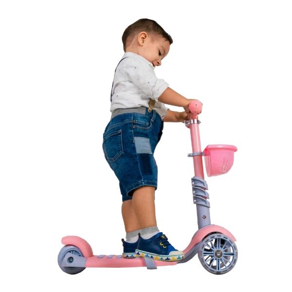 Scooter Patín Del Diablo 3 En 1 Para Niños Luces LED Color Rosa
