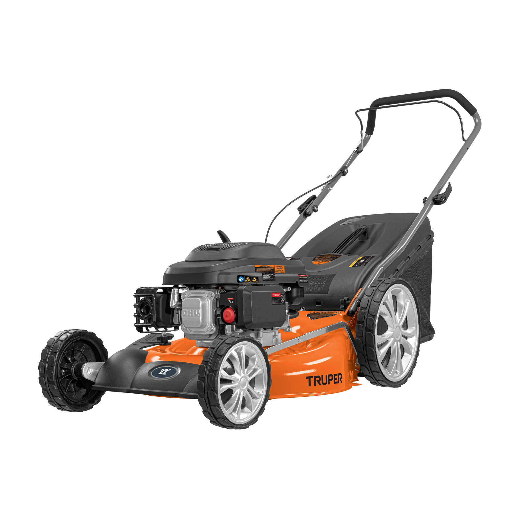 Podadora Truper con motor a gasolina de 6 HP 22 pul de corte P622 naranja