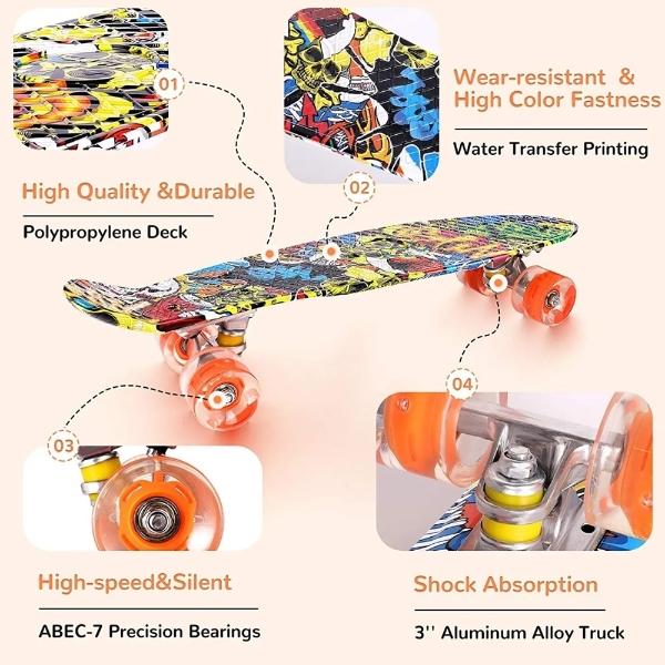 Patineta Ruedas Monopatín Ruedas Led Con Herramienta T