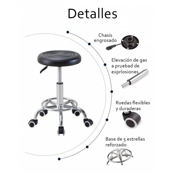 Taburete Giratorio Ajustable Con Ruedas Silla De Bar Redonda