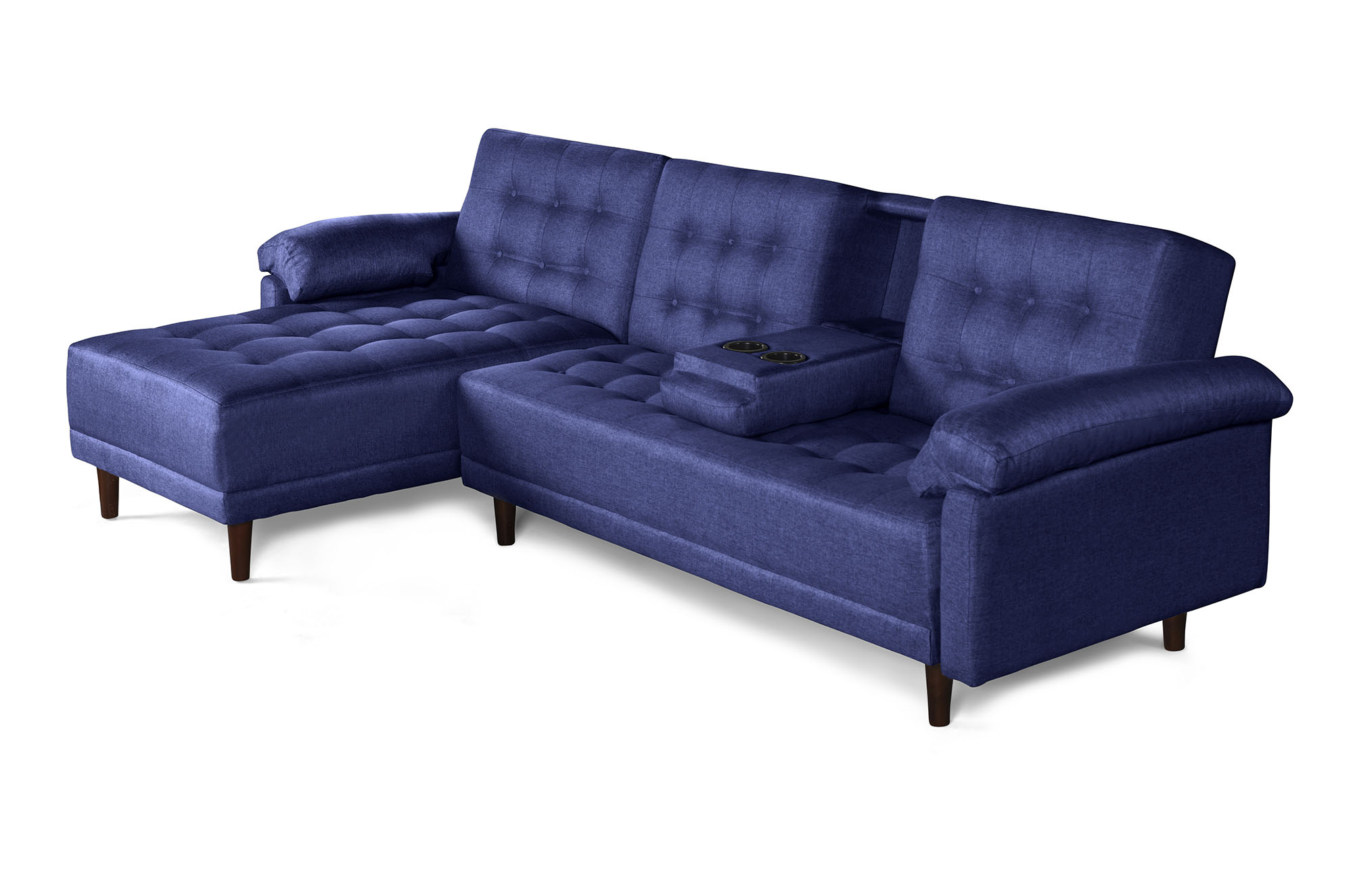 Sala Modular Harvey Azul Makora de lino con portavasos 