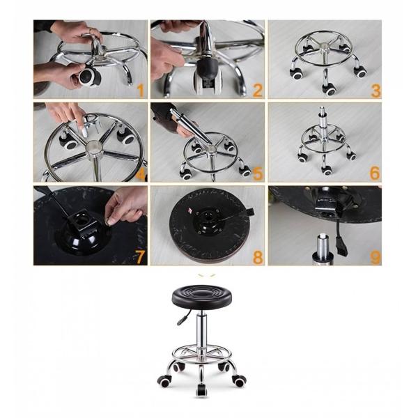 Taburete Giratorio Ajustable Con Ruedas Silla De Bar Redonda