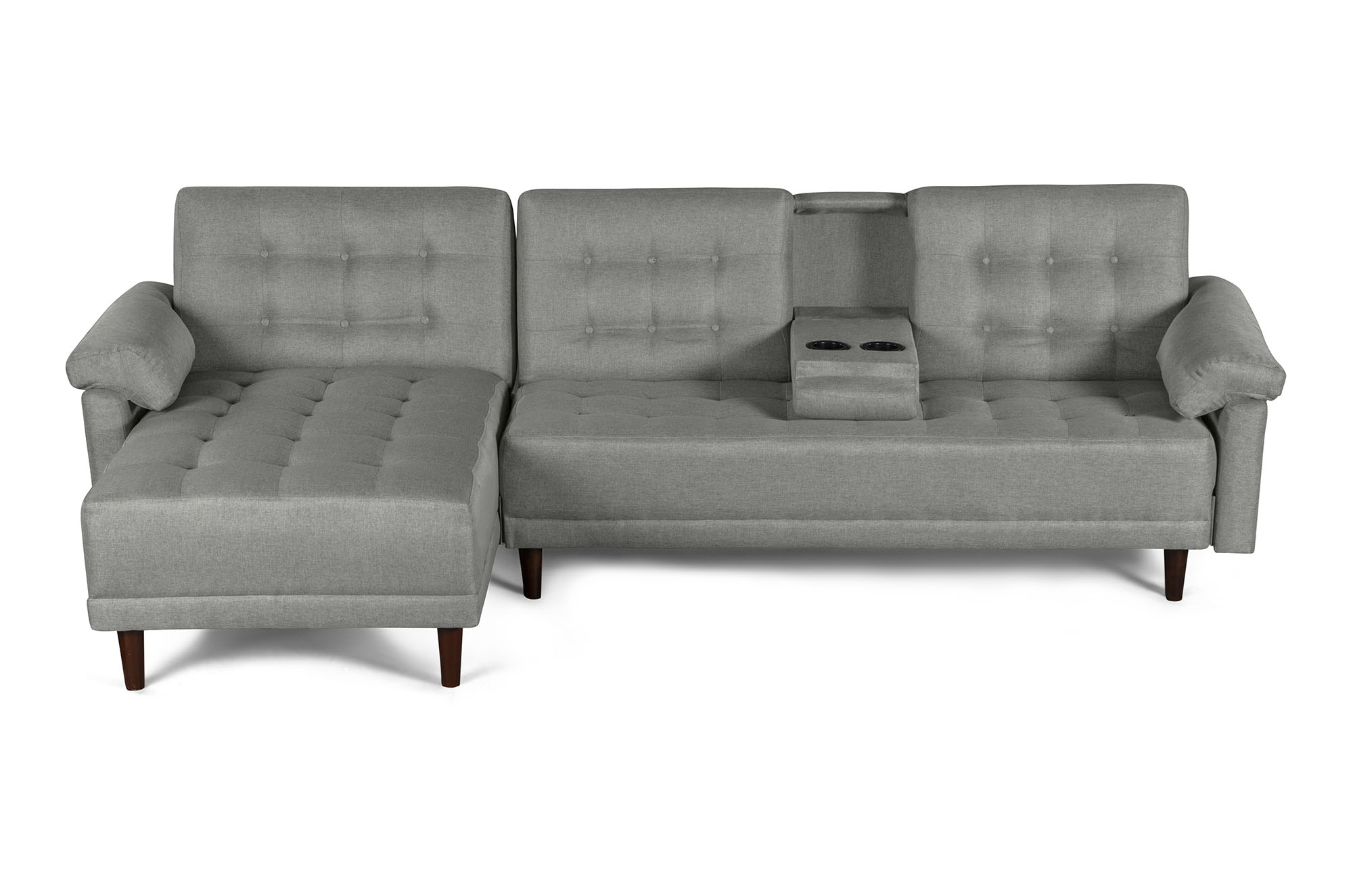 Sala Modular Harvey Gris Claro Makora de lino con portavasos 