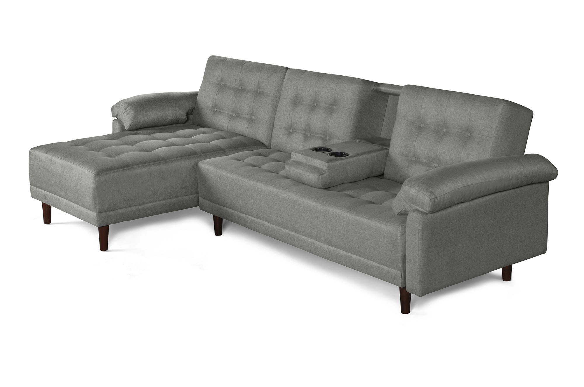 Sala Modular Harvey Gris Claro Makora de lino con portavasos 