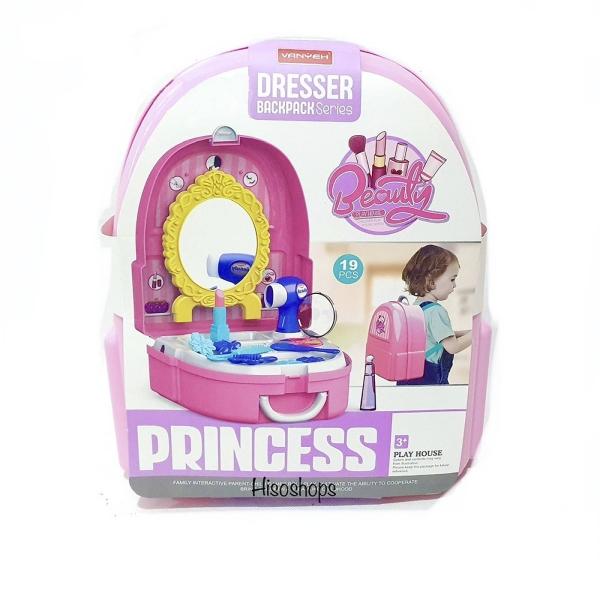 Mochila Juguete de Belleza Salón Portátil 19 Accesorios  - Rosa