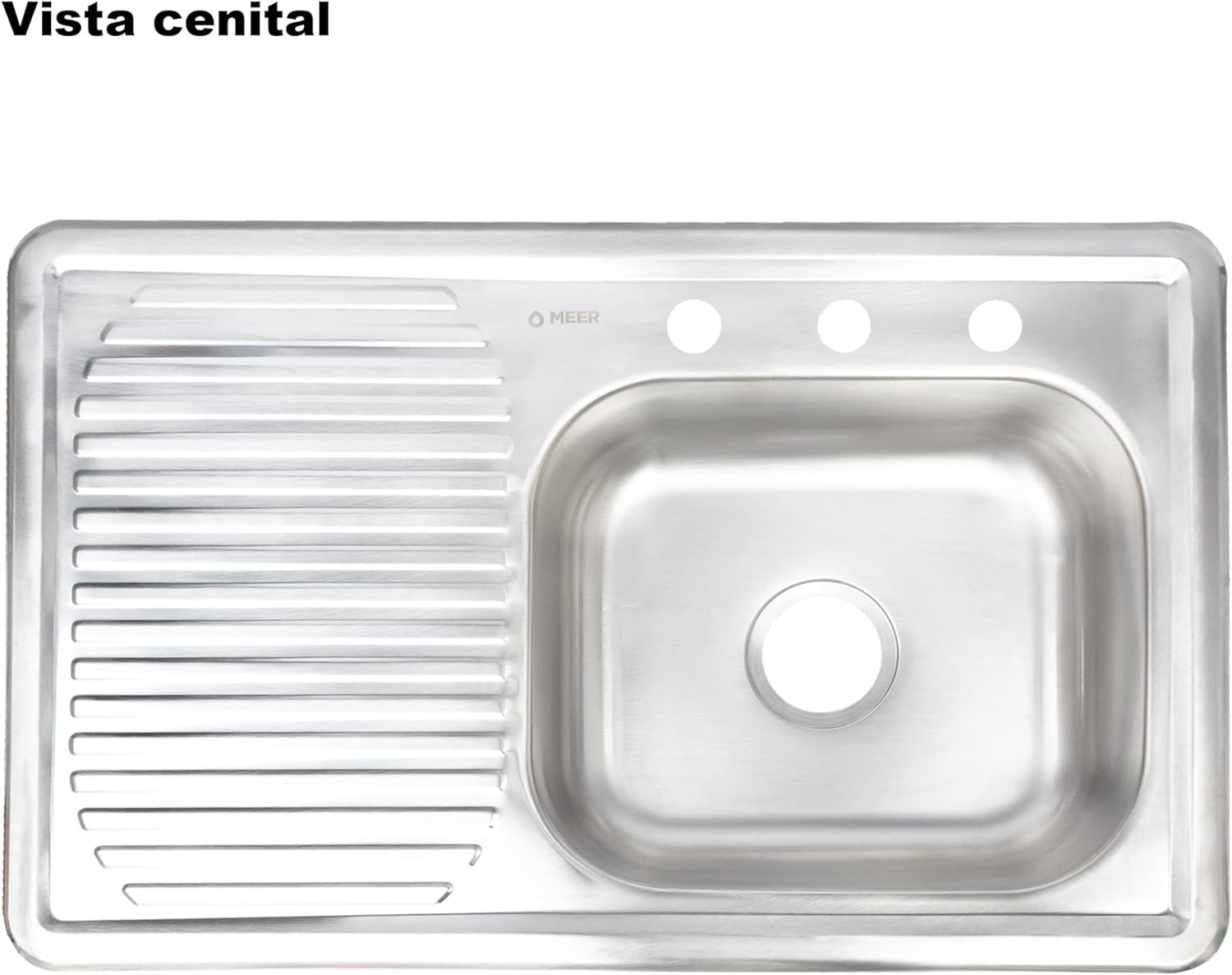 Tarja con Escurridero Izquierdo en Acero Inoxidable, Mezcladora Monomando y Kit de instalación (80 x 50 cm)