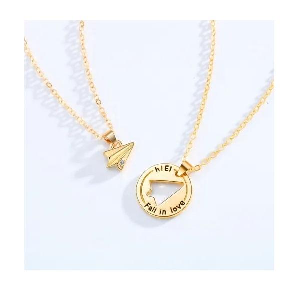 Collar Avión De Papel Para Pareja,regalo Amor Amistad