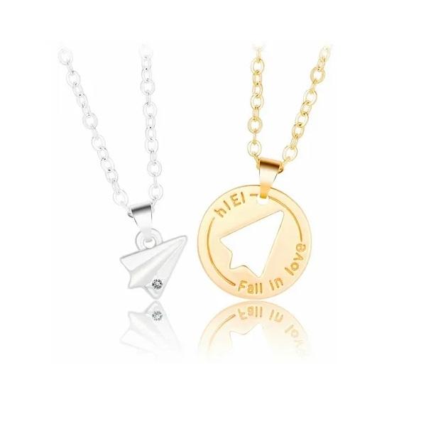 Collar Avión De Papel Para Pareja,regalo Amor Amistad