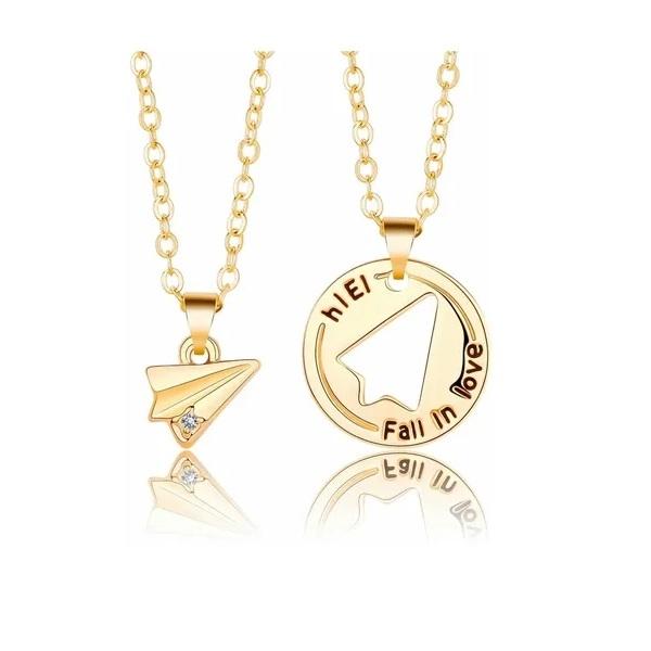 Collar Avión De Papel Para Pareja,regalo Amor Amistad