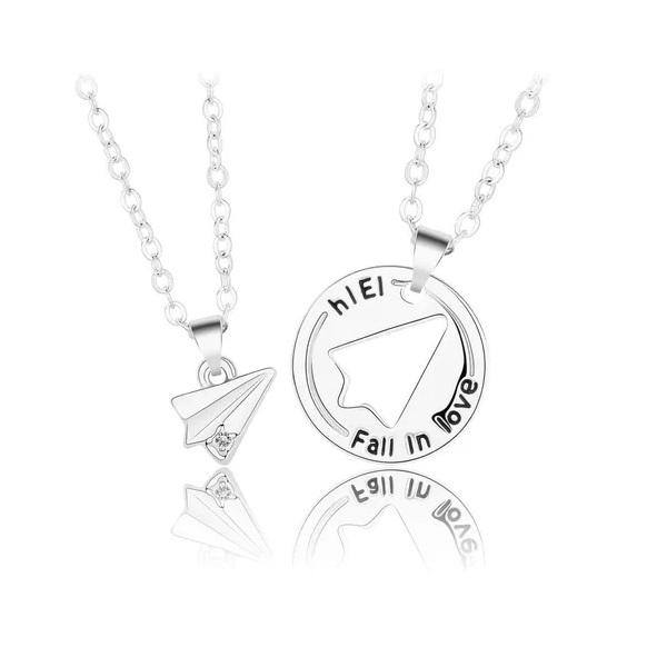 Collar Avión De Papel Para Pareja,regalo Amor Amistad