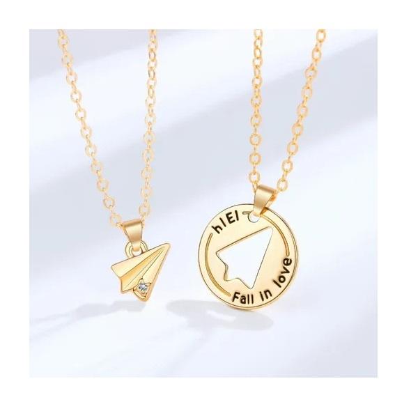 Collar Avión De Papel Para Pareja,regalo Amor Amistad