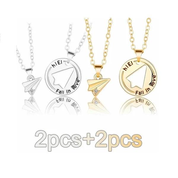 Collar Avión De Papel Para Pareja,regalo Amor Amistad