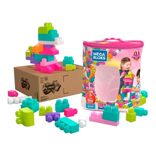 Juguete De Construcción Mega Bloks Bolsa Rosa 80 Bloques