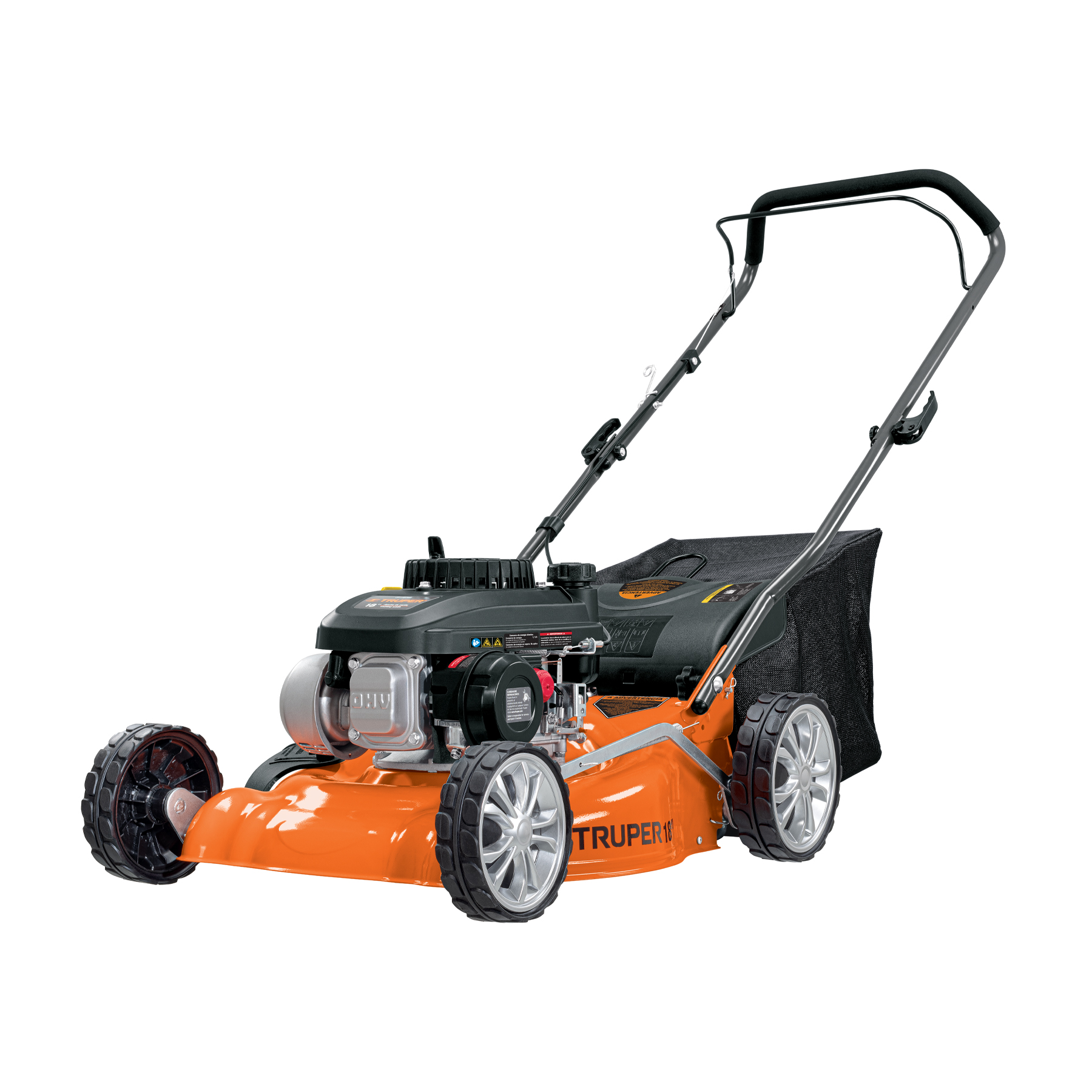 Podadora con motor a gasolina Truper de 4 HP 18 pul de corte  P418 naranja