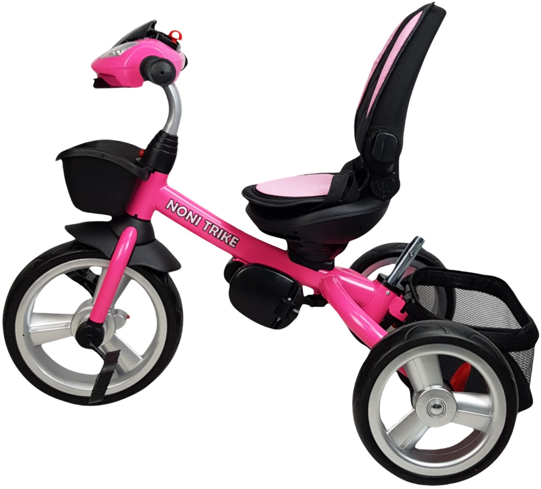 Triciclo para Niños 7en1 con luz,sonido,Asiento Giratorio 360  - Fucsia.