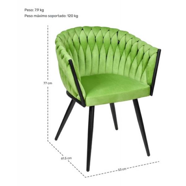 Set 4 Sillas Comedor Tejidas Terciopelo Modernas Elegantes Verde