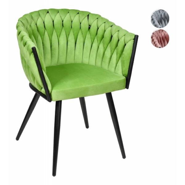 Set 4 Sillas Comedor Tejidas Terciopelo Modernas Elegantes Verde