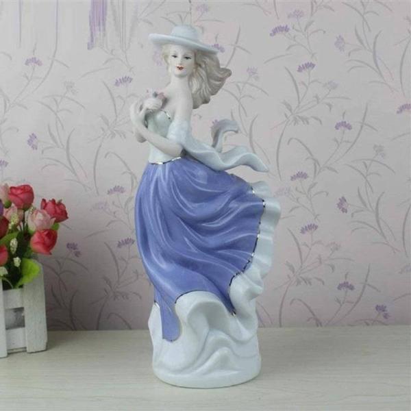 Figura cerámica única mujer MXMYH-002-1 2pzas 12x30x12cm Frente x Alto x Fondo Porcelana Artesanal MadameMallet