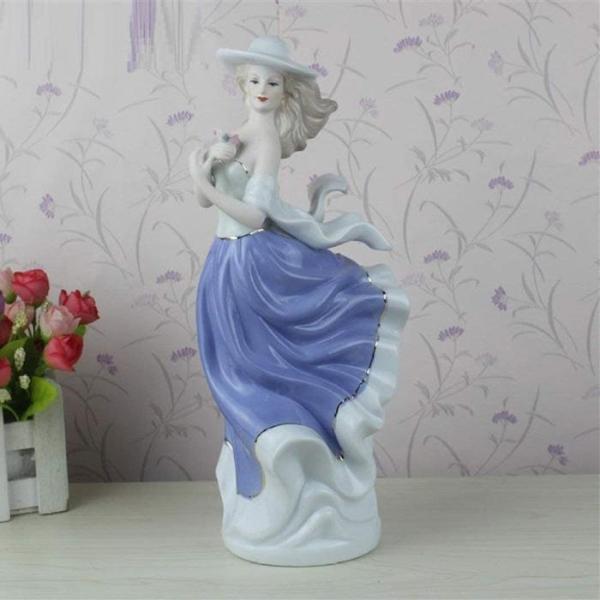 Figura cerámica única mujer MXMYH-002-1 2pzas 12x30x12cm Frente x Alto x Fondo Porcelana Artesanal MadameMallet