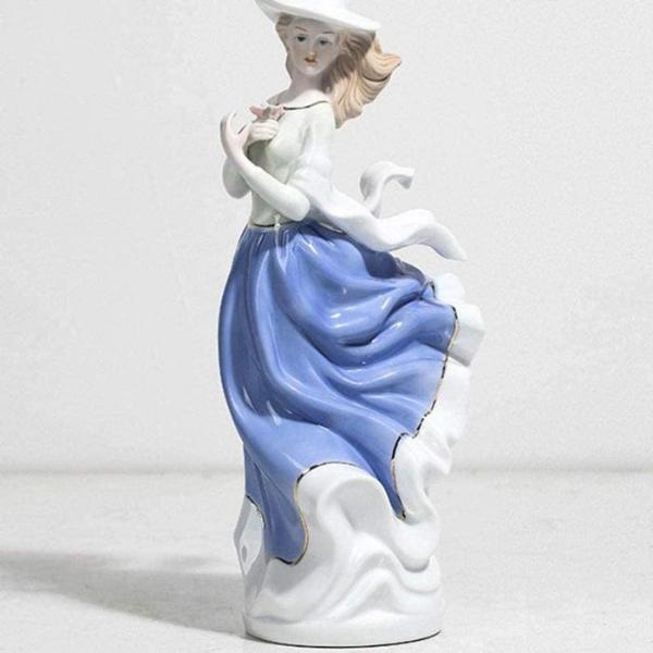 Figura cerámica única mujer MXMYH-002-1 2pzas 12x30x12cm Frente x Alto x Fondo Porcelana Artesanal MadameMallet