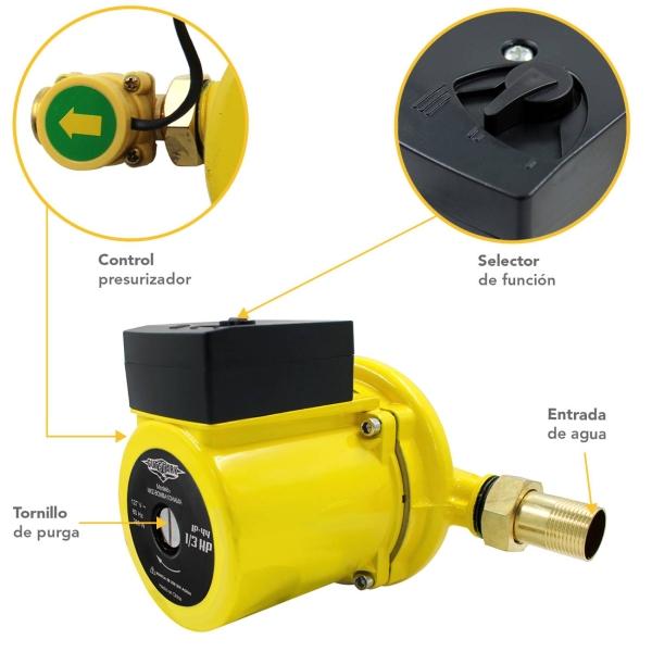 Bomba Presurizadora de Agua 2 Servicios 1/3 Hp 120 w Automatica 60 L/min  Gutstark.