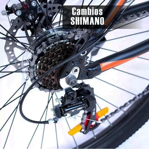 Bicicleta Aluminio R29 Montaña 21 Velocidades Naranja Shimano Amortiguador Profesional.