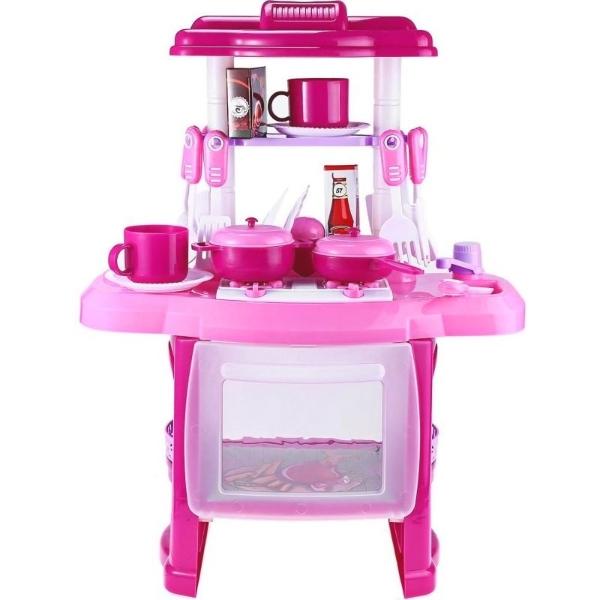Cocina Infantil Niña Electronico Sonido Luz Accesorios Rosa