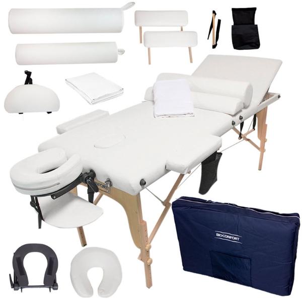 Cama De Masaje Premium Camilla Spa Portatil Reclinable Incluye Estuche Sabana Accesorios Blanca Nanofort