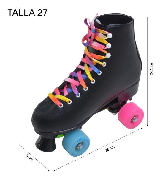 Patines 4 Ruedas Clasicos Quads Profesionales Cuero Sintetico Negra