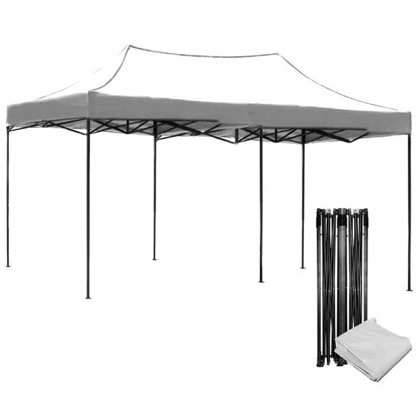 Carpa 6x3 Toldo Plegable Reforzado Impermeable Lona Blanca Exterior Jardin Jardimex