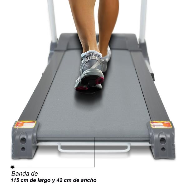 Caminadora Electrica Plegable 2 HP  Walk Pantalla 5" LCD 110Kg Inclinacion 12 Programas Centurfit 14.8 km/h Blanca